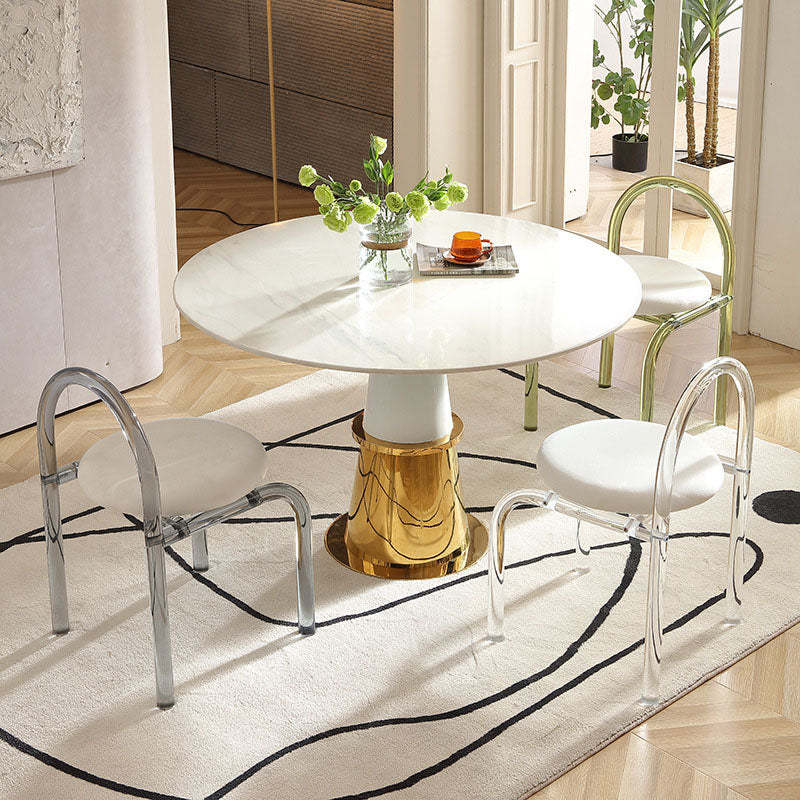 Nordic Acrylic Velvet Round Arched Dining Chair
