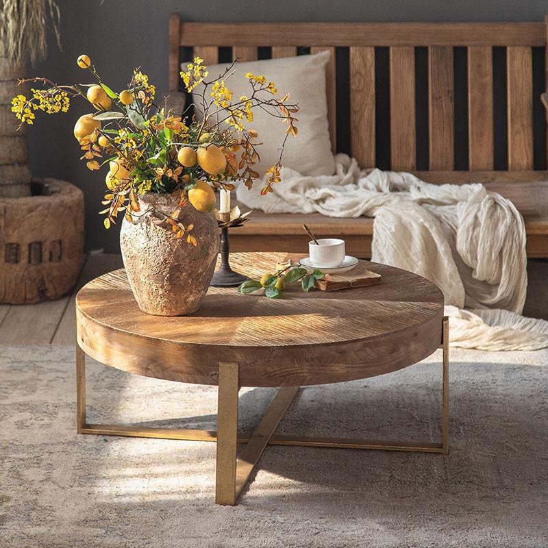 Traditional retro solid coffee tables in iron — 13.19" H x 32.28" Dia