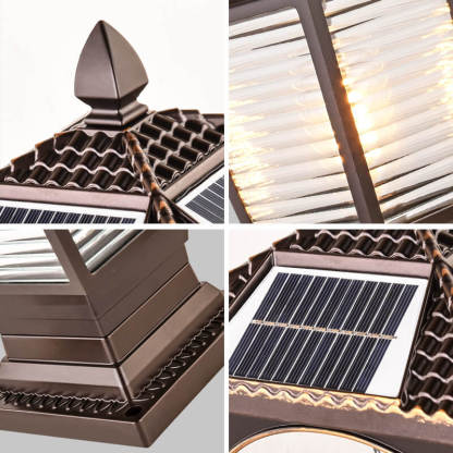 Chinese Solar Coffee Gold Square Column Landscape Light