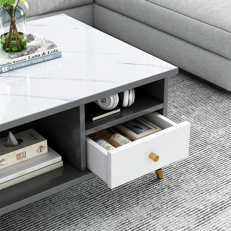 Nordic Rectangular Engineered Wood Iron Coffee Table