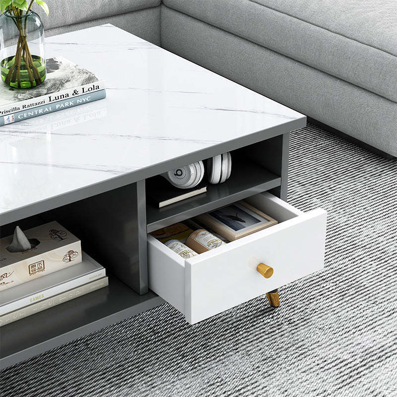 Nordic Rectangular Engineered Wood Iron Coffee Table