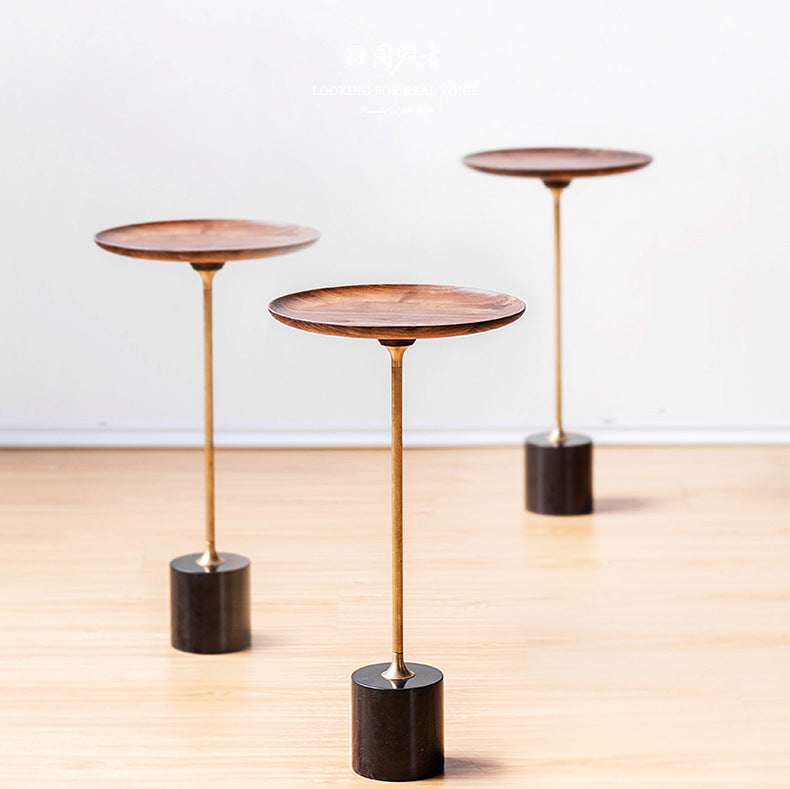 Minimalist Round Wood Metal End Table