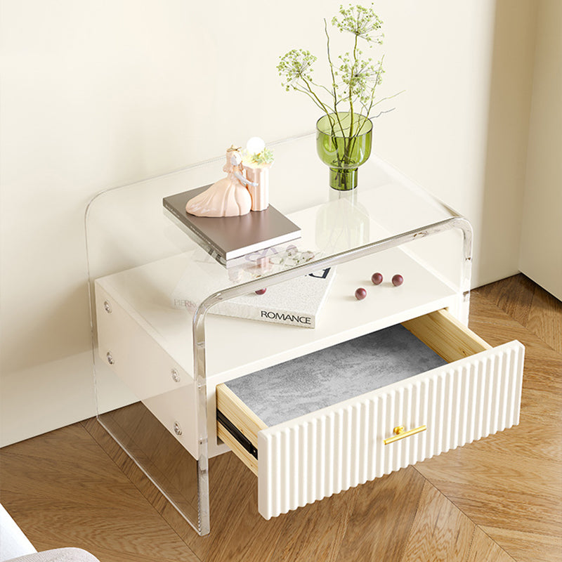 Modern Acrylic Rectangular Nightstand 1-Drawer — B