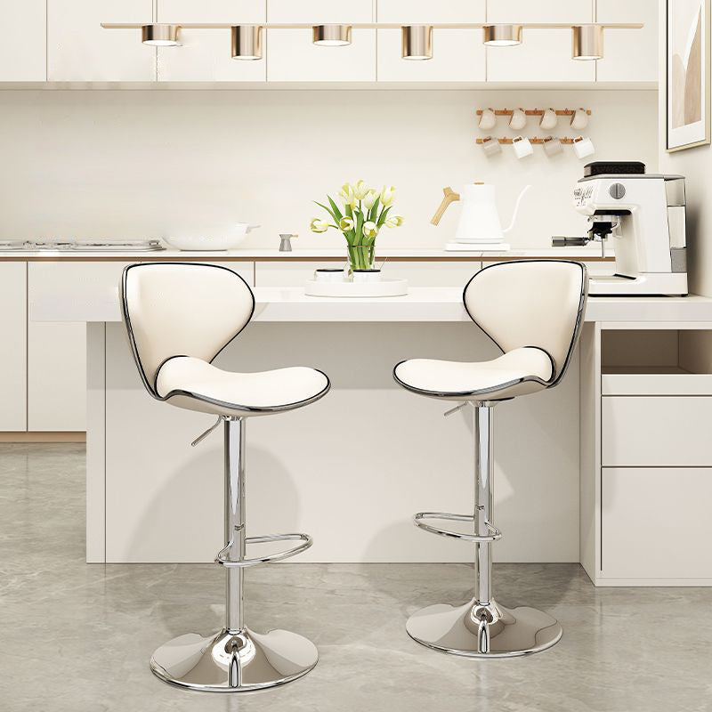 Minimalist Napa Leather Metal Bar Stool — Beige