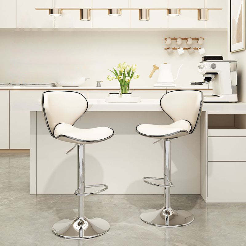 Minimalist Napa Leather Metal Bar Stool — Beige