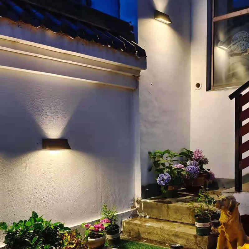 Outdoor Solar Rectangular Slant LED Patio Wall Sconce