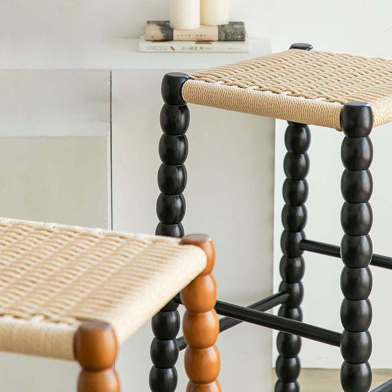 Vintage Woven Gourd Wooden Bar Stool