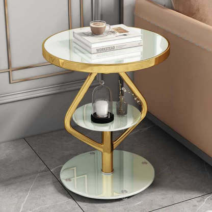 Nordic Lozenge Glass Steel End Table
