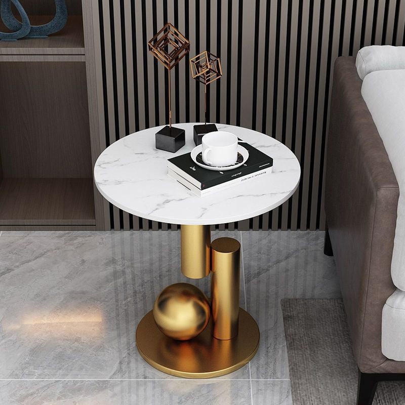 Contemporary Luxury Marble Top Coffee Table — Gold Frame + White Tabletop