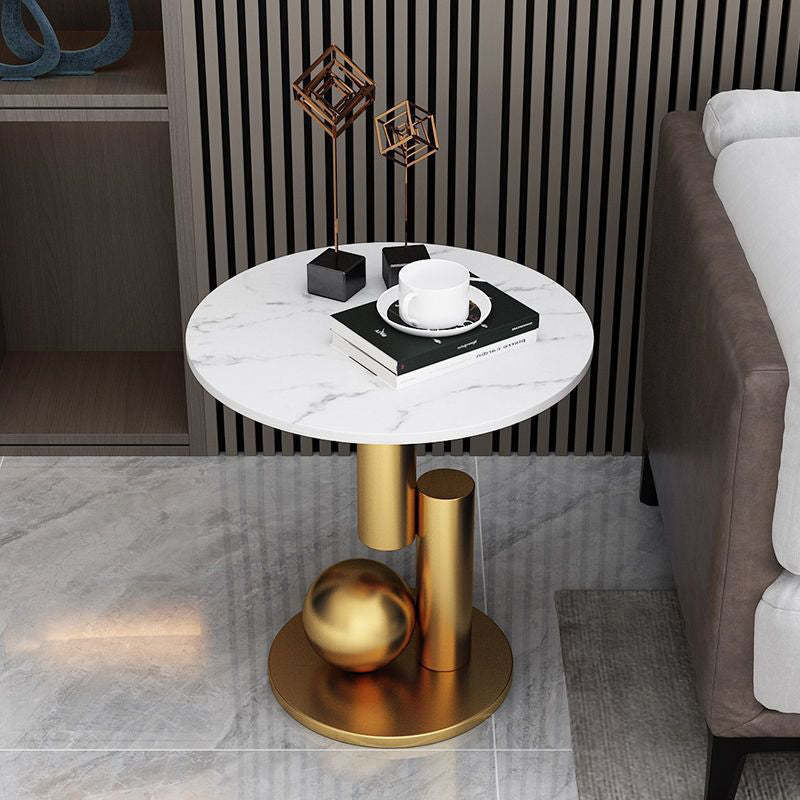 Contemporary Luxury Marble Top Coffee Table — Gold Frame + White Tabletop