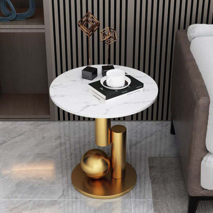 Contemporary Luxury Marble Top Coffee Table — Gold Frame + White Tabletop