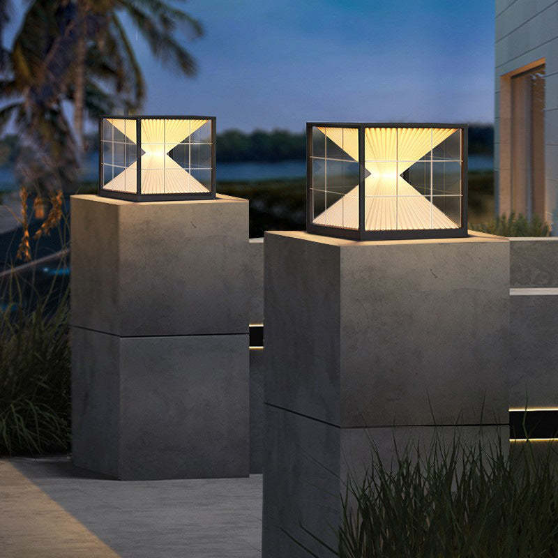 Modern Creative Hourglass Rectangular Acrylic Stainless Steel Outdoor