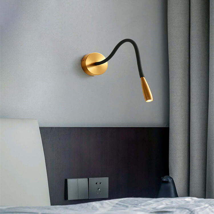 Simple Hose Spotlight Brass LED Reading Sconce