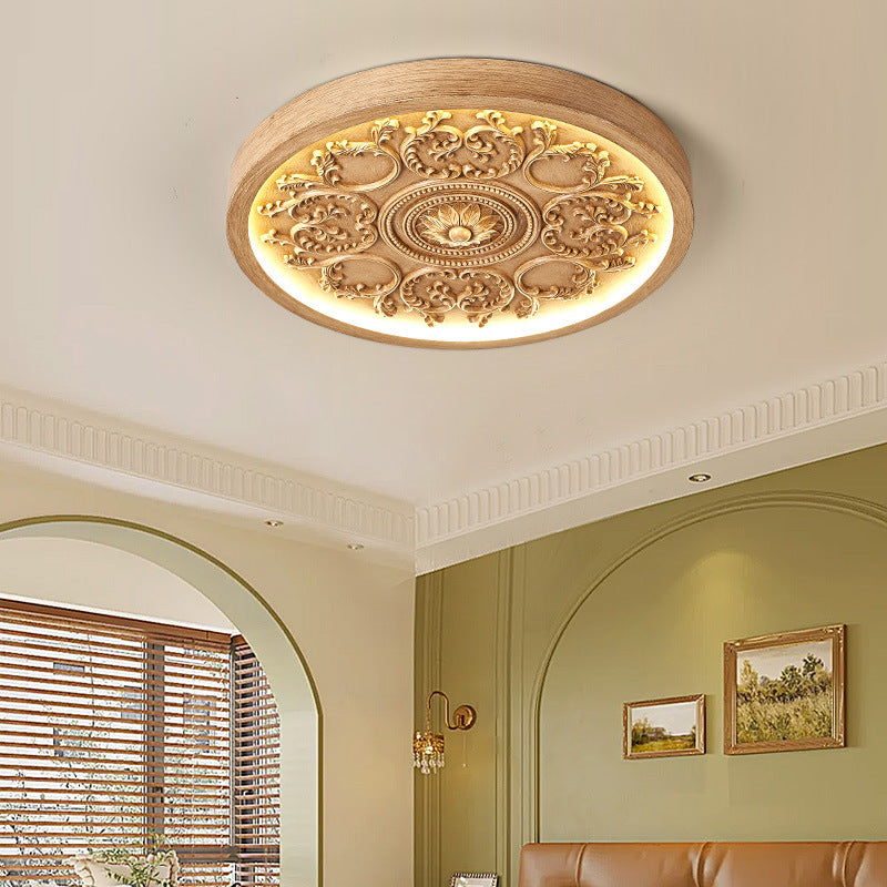 Minimalist Carved Iron Resin Acrylic LED Flush Mount Light