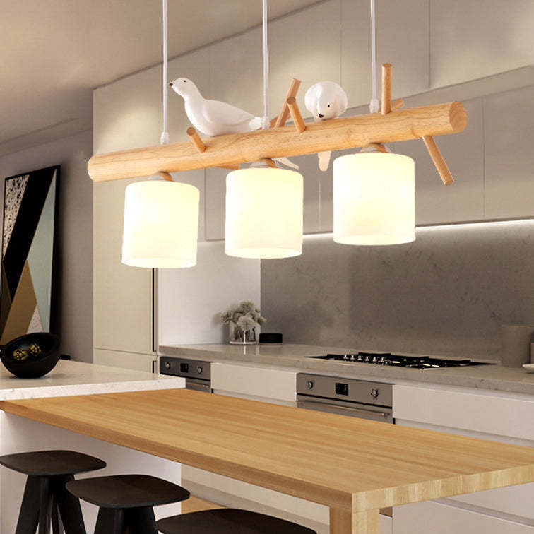 Scandinavian Bird Branch Log Island Chandelier