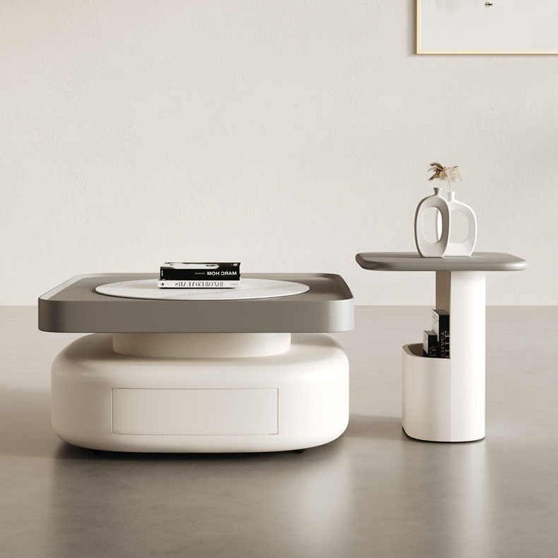 Modern Rock Panel Steel End Table — A / Gray