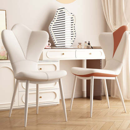 Petal Leather Upholstered Vanity Stool