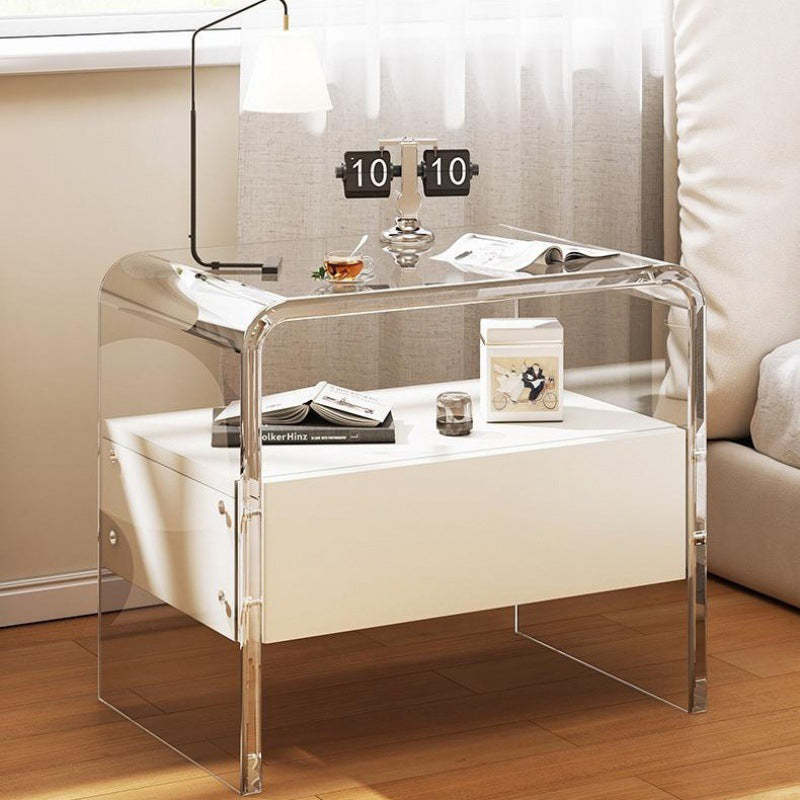 Modern Acrylic Solid Wood 1-Drawer Nightstand