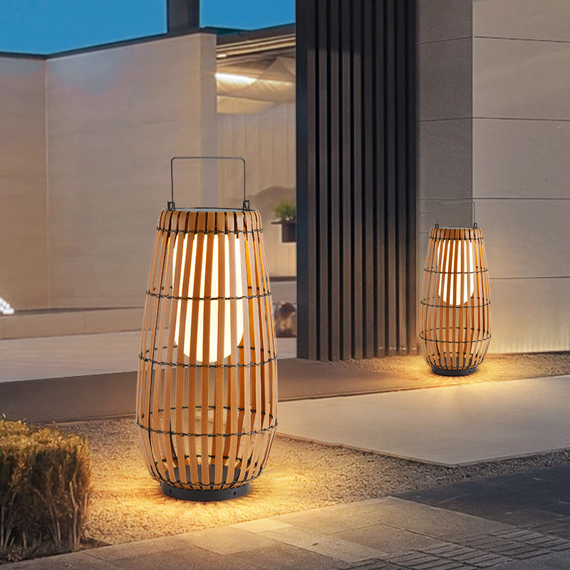 Creative cylinder faux landscape lighting in iron — Small / Brown