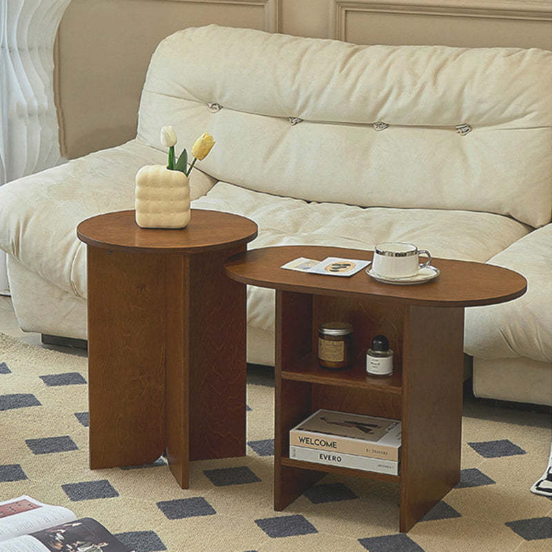 Vintage Round Solid Wood End Table