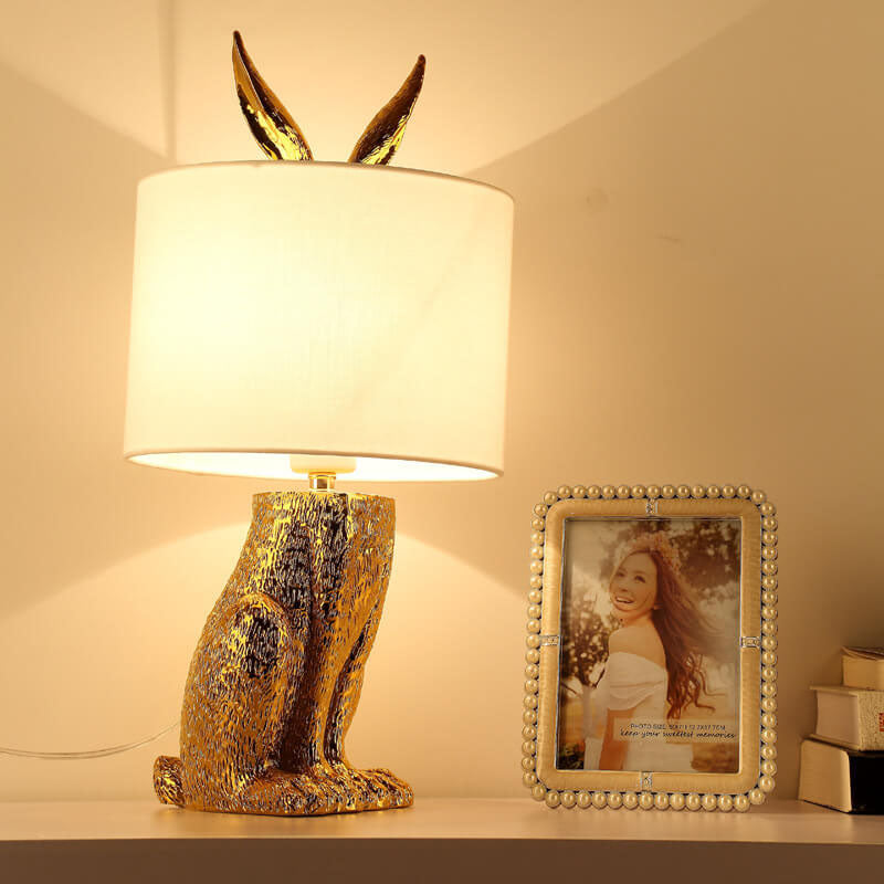 Modern Cylindrical Gold Rabbit Table Lamp