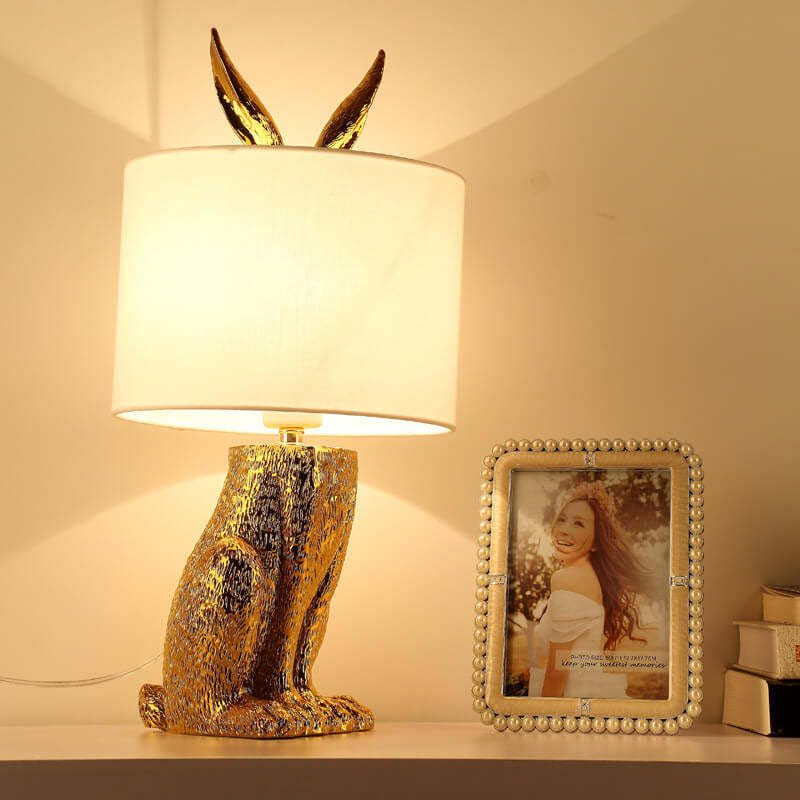 Modern Cylindrical Gold Rabbit Table Lamp