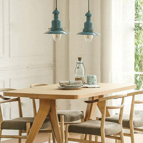 Scandinavian Industrial Iron Lacquered Round Pendant Light