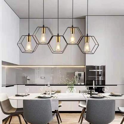 Industrial Vintage Geometric Iron Island Chandelier