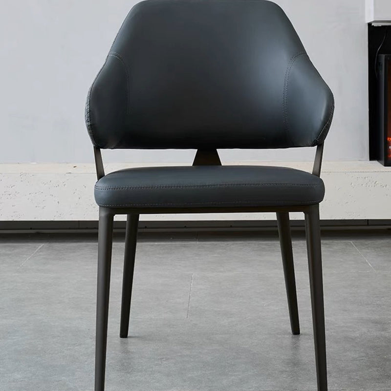 Scandinavian Leather Steel Lozenge Dining Chair