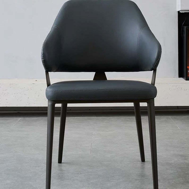 Scandinavian Leather Steel Lozenge Dining Chair