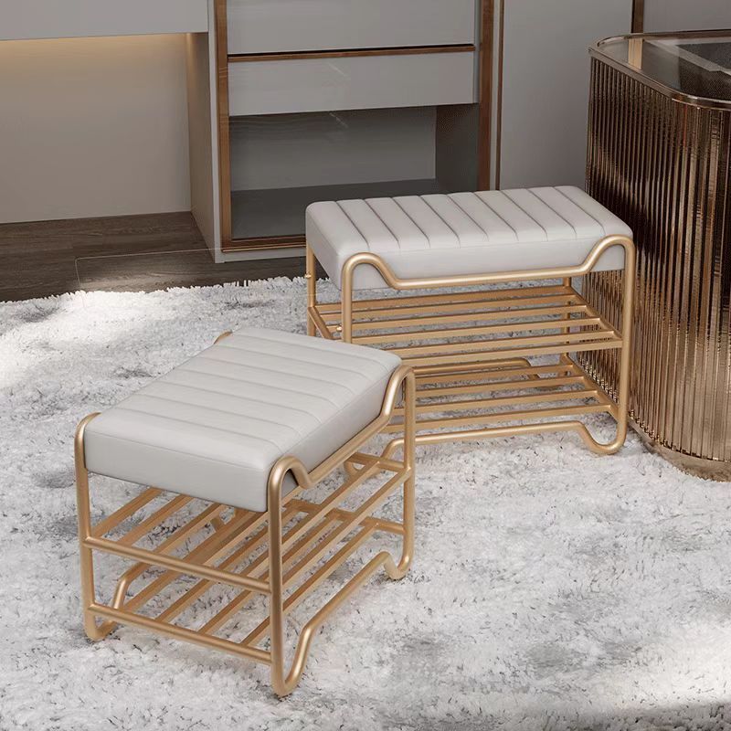 Gray luxury rectangular tech footstools — Small - 17.72" / Gray & Technology Cloth
