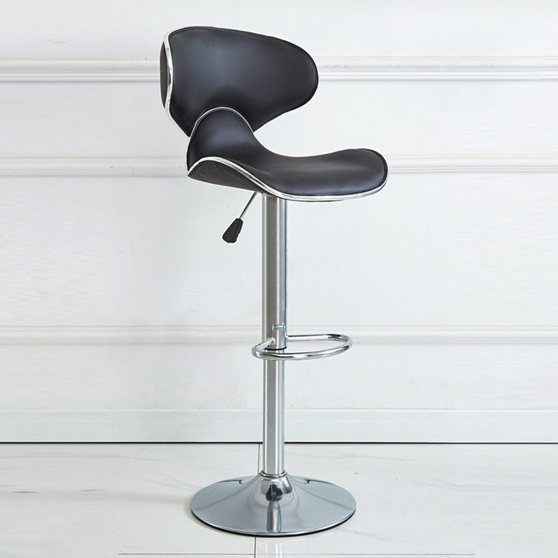 Industrial Curved PU Leather Swivel Bar Stool Wingback