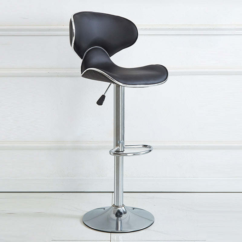 Industrial Curved PU Leather Swivel Bar Stool Wingback