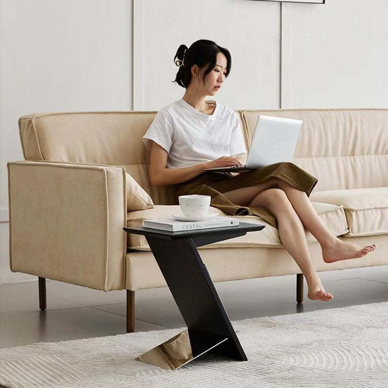 Minimalist Z-Shape Wood Metal End Table