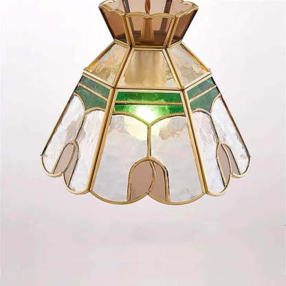 Vintage Bell Brass Glass Pendant Light
