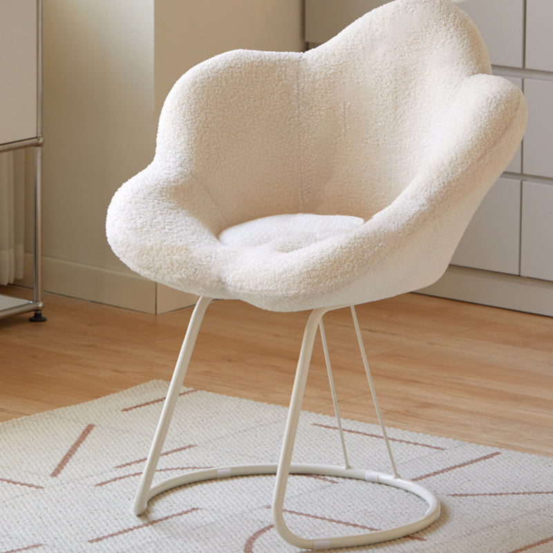Minimalist Plum Lambswool Metal Vanity Stool