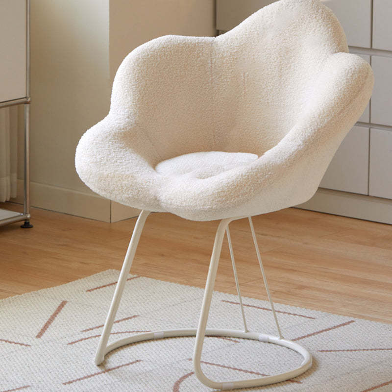 Minimalist Plum Lambswool Metal Vanity Stool