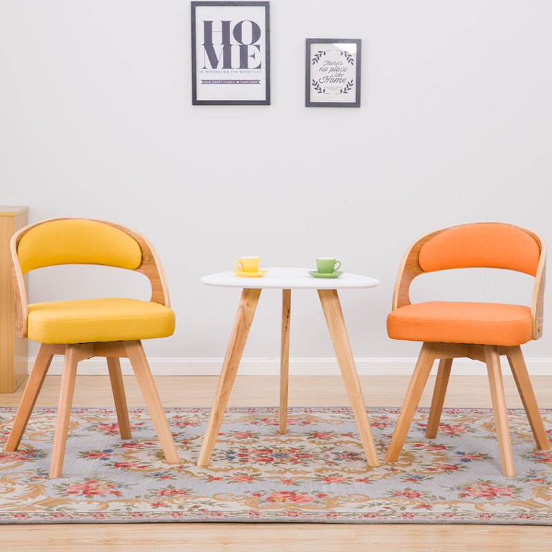 Minimalist Fabric Wood Dining Chair — Beige