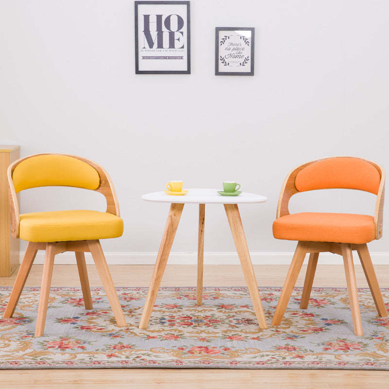 Minimalist Fabric Wood Dining Chair — Beige