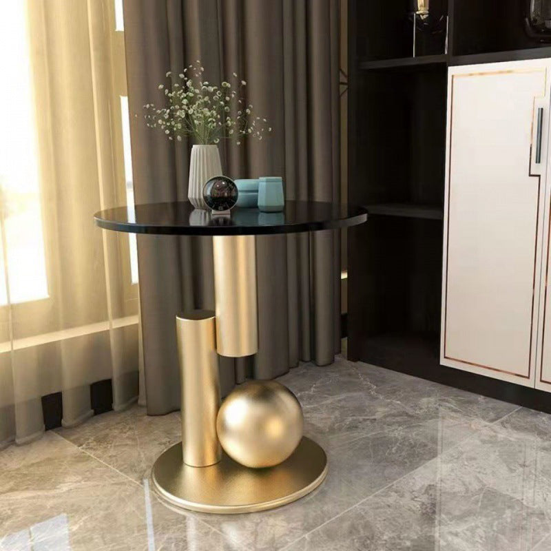 Scandinavian Single-Leg Rock Metal Coffee Table