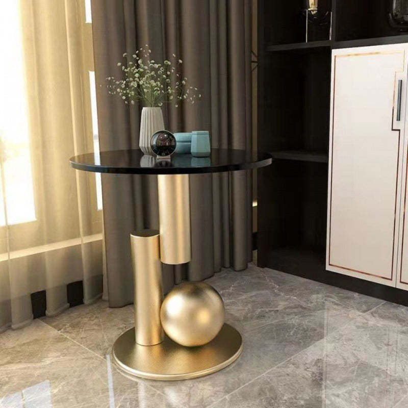 Scandinavian Single-Leg Rock Metal Coffee Table