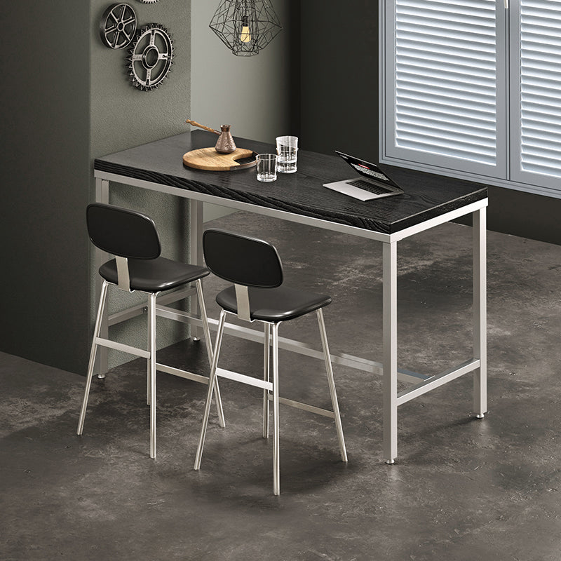Industrial Curved PU Leather Iron Bar Stool