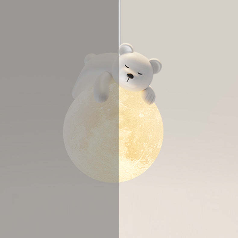 Contemporary Resin Rabbit Moon Kids Pendant Light