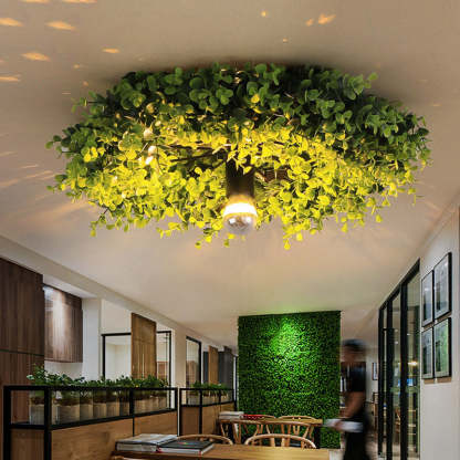 Green Plant Flush Mount Light