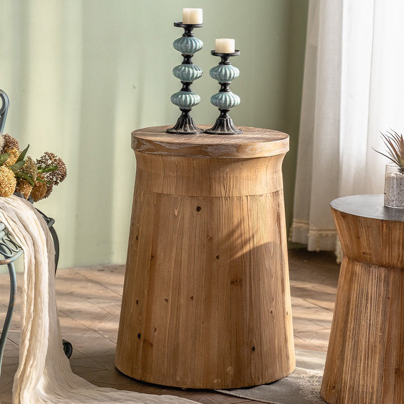 Rustic Wooden Pier Column Side Table — B