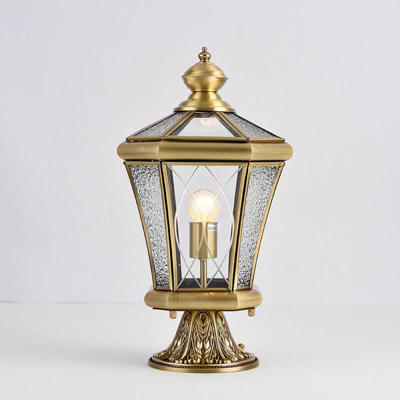 European Outdoor Glass Copper Lantern Lawn Light