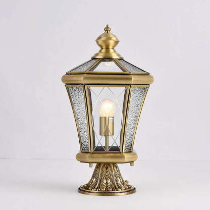 European Outdoor Glass Copper Lantern Lawn Light