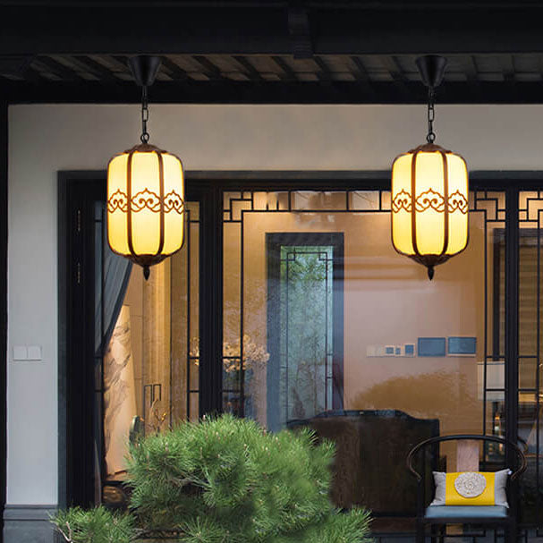 Modern Chinese Marble Lantern Outdoor Pendant Light