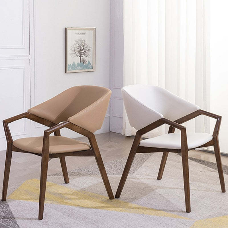 Contemporary Leather Wood Dining Chair