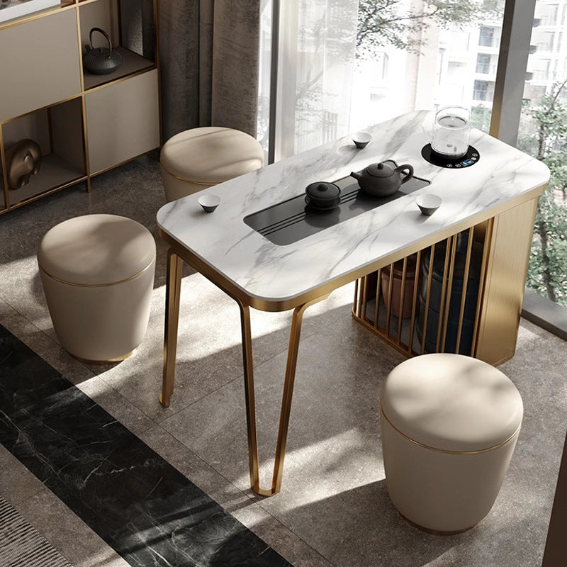 Contemporary Minimalist Leather Round Vanity Stool